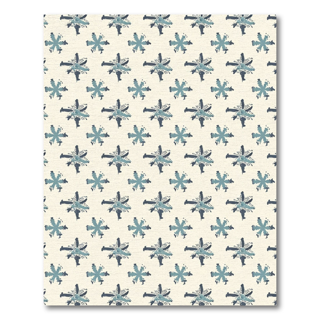 Blue Starburst Medallions on Cream Background Rug