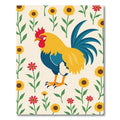 Golden Rooster Floral Garden Rug