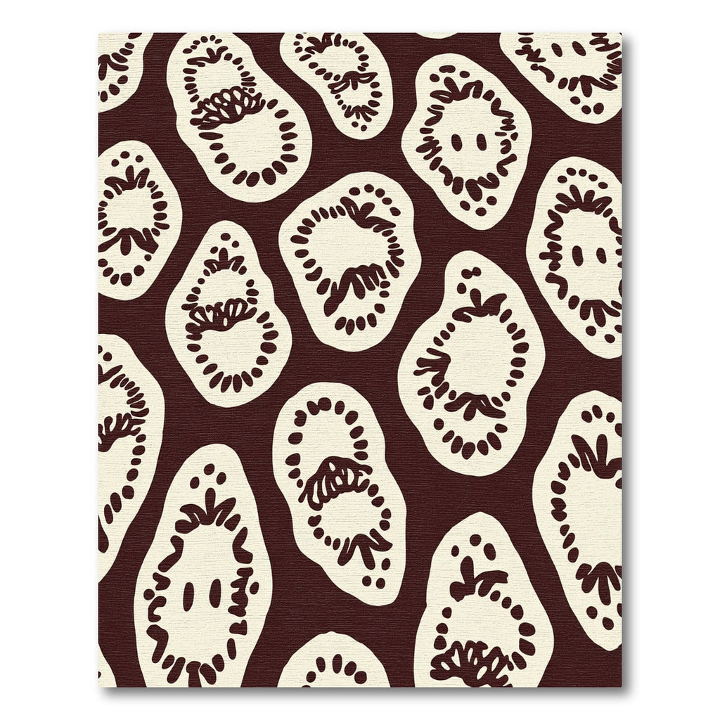 Cream Brown Abstract Organic Shape Rug