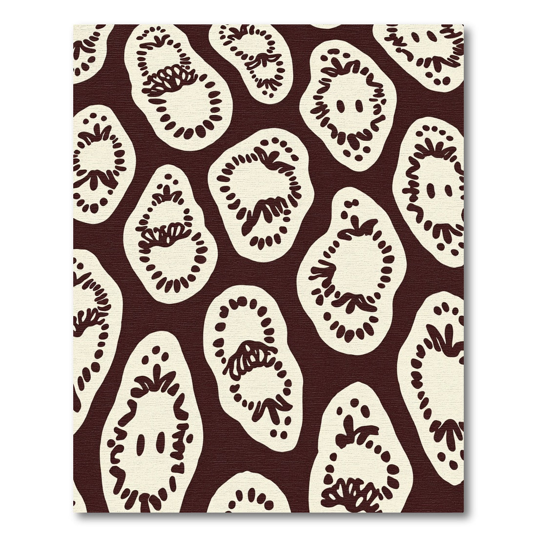 Cream Brown Abstract Organic Shape Rug