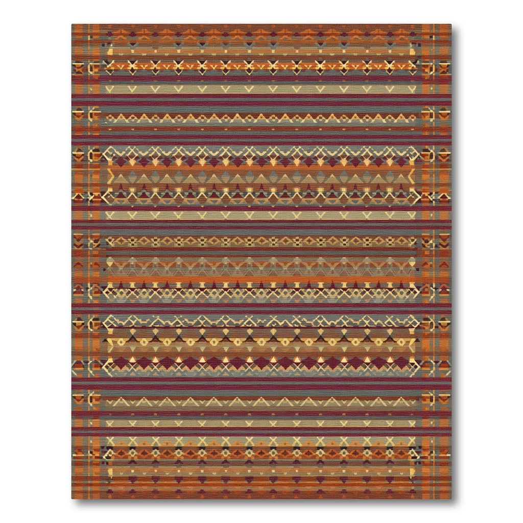 Earthy Rustic Geometric Stripe Accents Rug