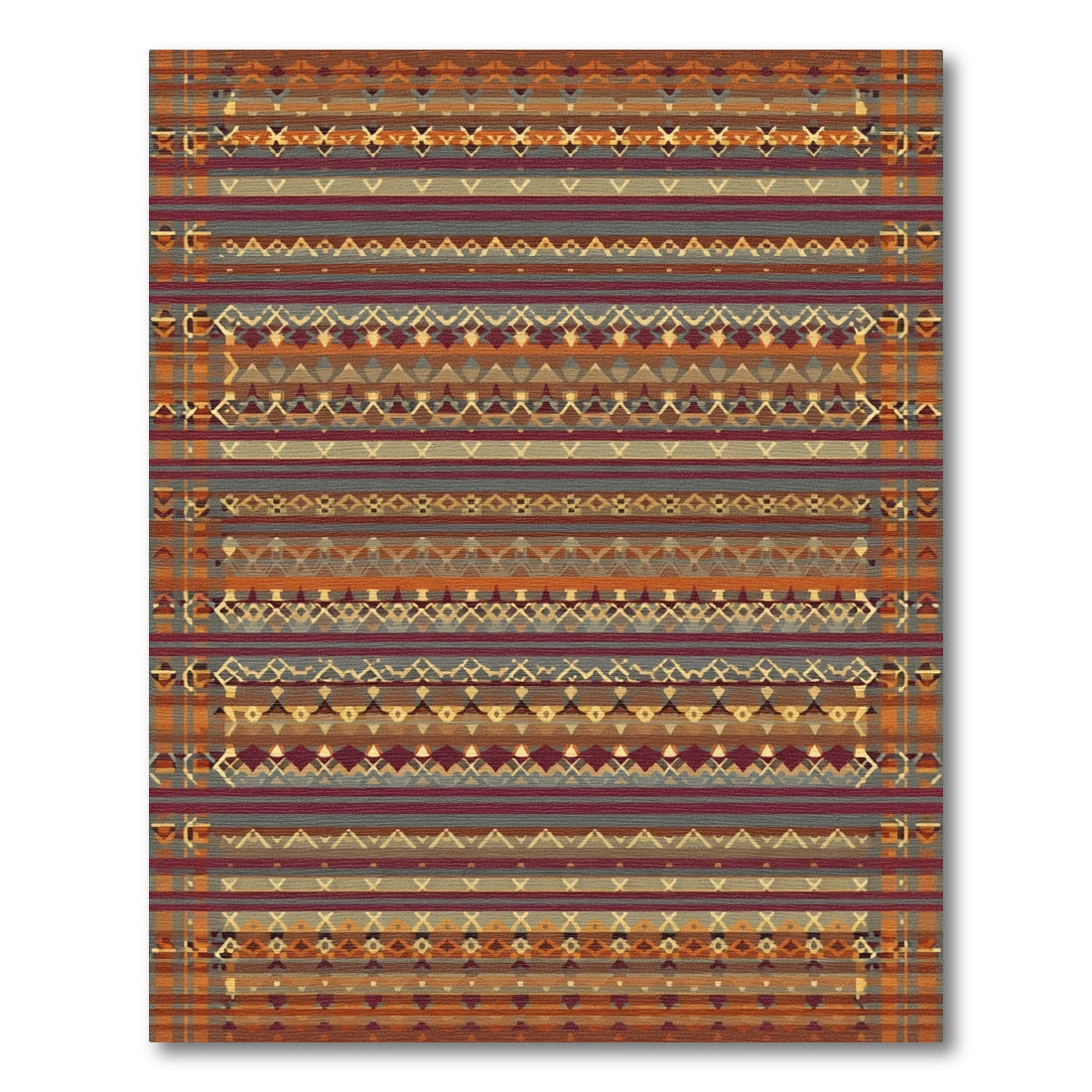 Earthy Rustic Geometric Stripe Accents Rug