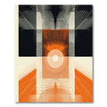 Orange Sunburst Abstract Geometric Rug