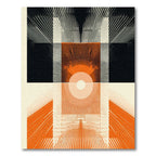 Orange Sunburst Abstract Geometric Rug