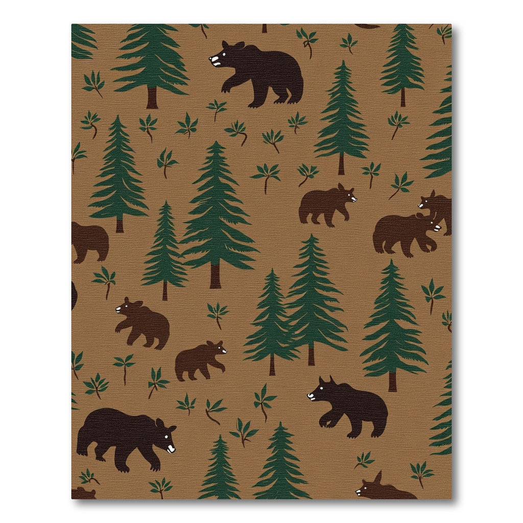 Brown Bear Forest Trees Silhouette Rug