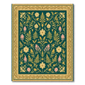 Teal Gold Pink Floral Garden Medallion Rug