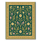 Teal Gold Pink Floral Garden Medallion Rug
