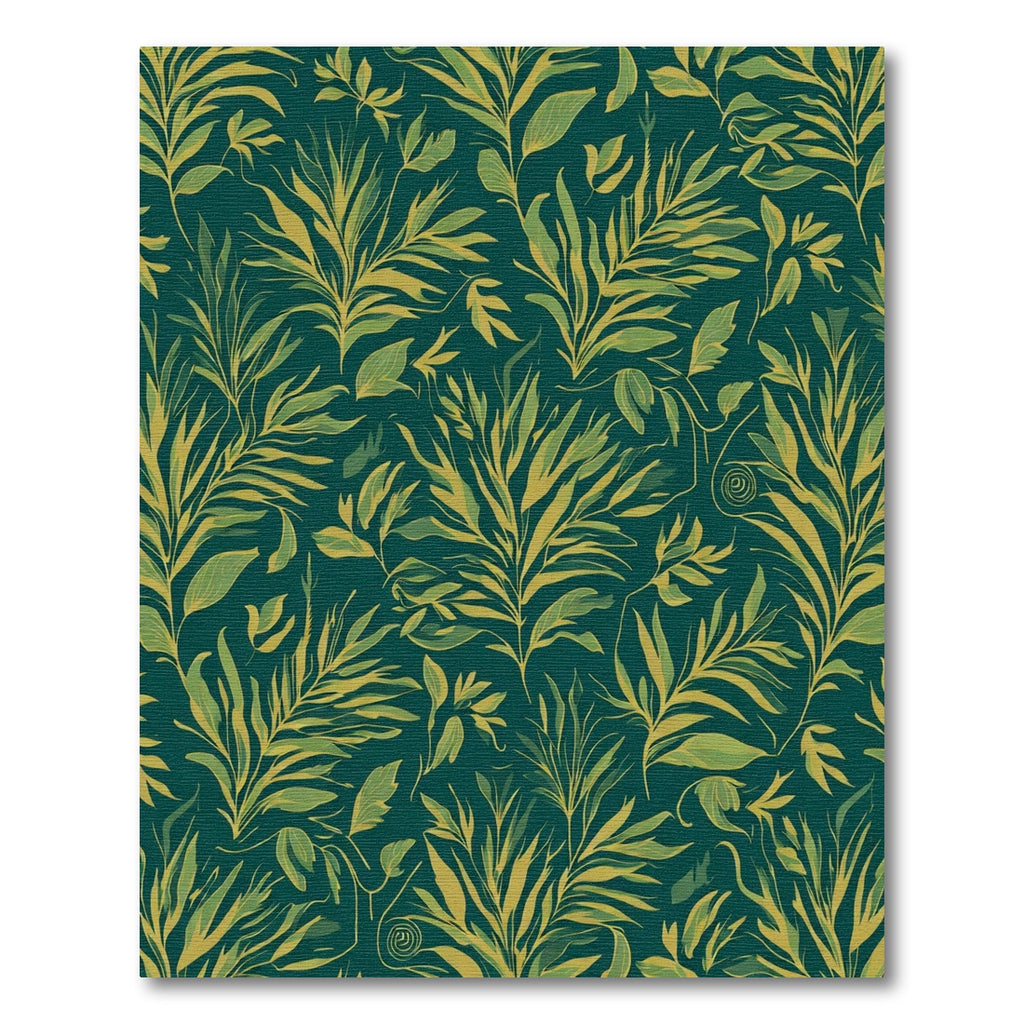 Deep Teal Lush Foliage Fern Leaves Rug