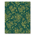 Deep Teal Lush Foliage Fern Leaves Rug