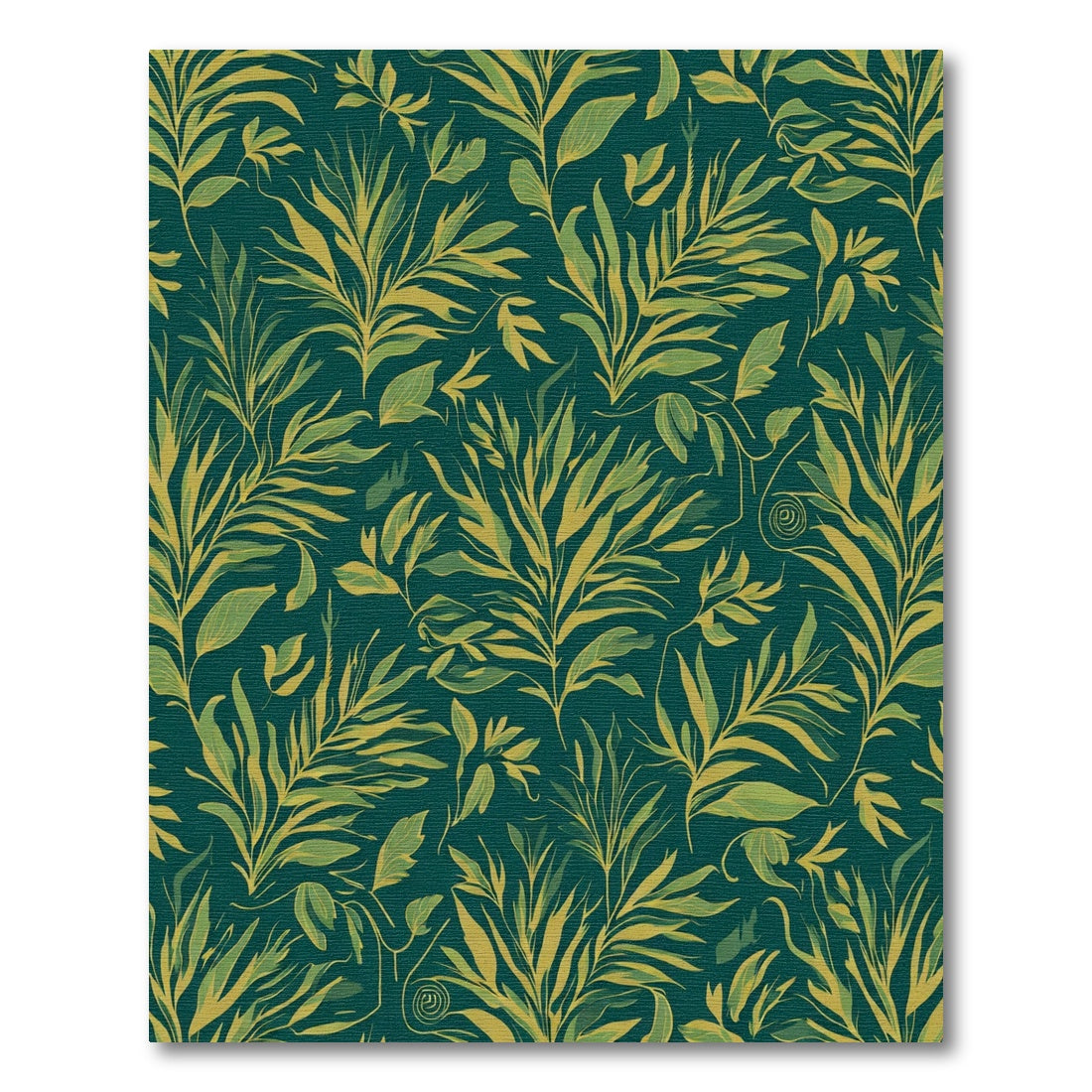 Deep Teal Lush Foliage Fern Leaves Rug