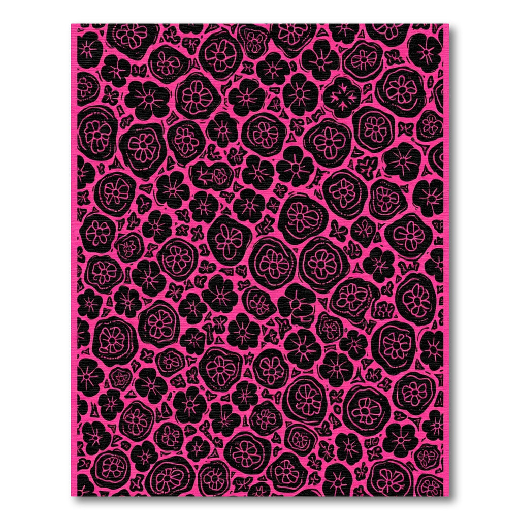 Bold Pink Blooming Flower Field Rug