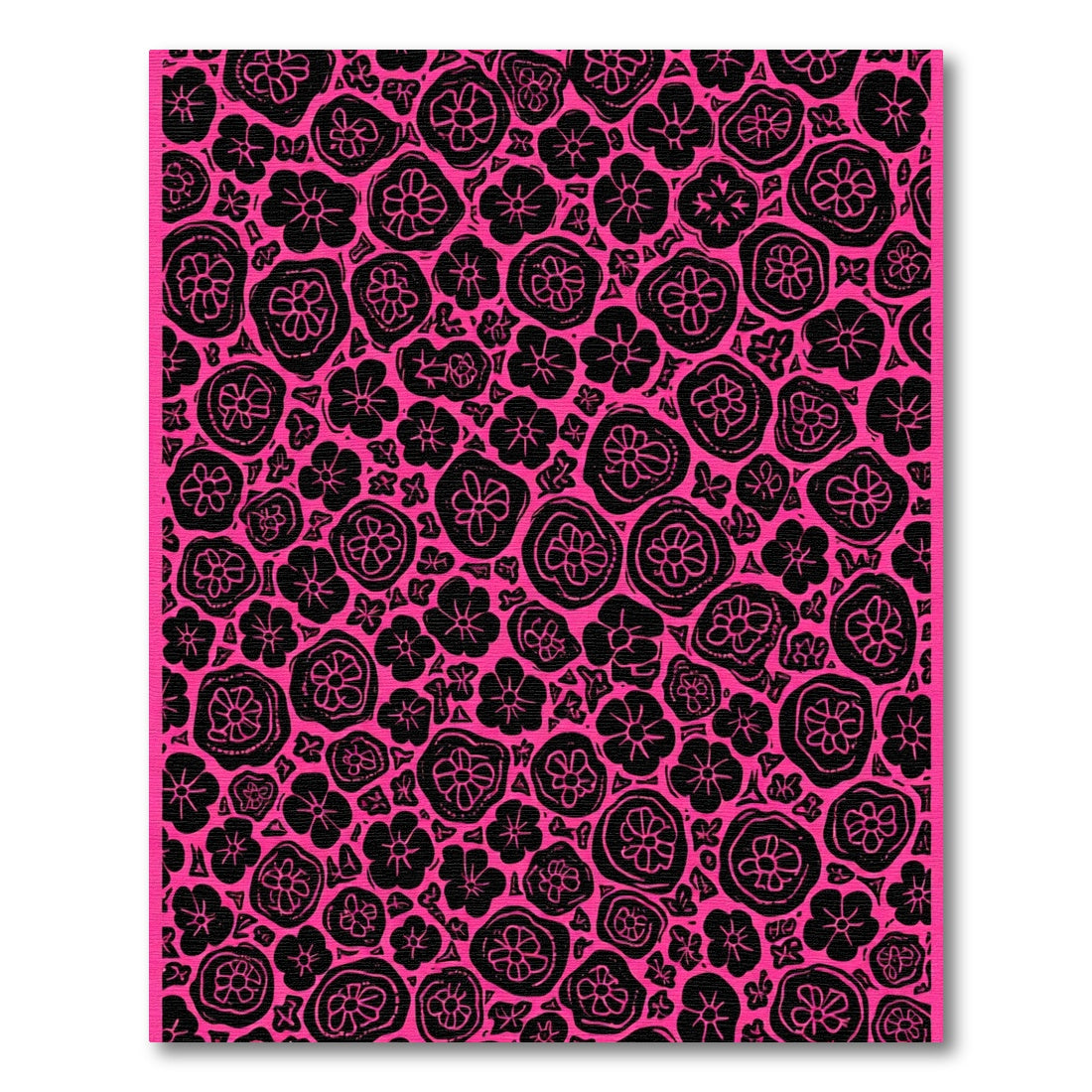 Bold Pink Blooming Flower Field Rug
