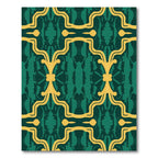 Emerald Gold Baroque Damask Rug