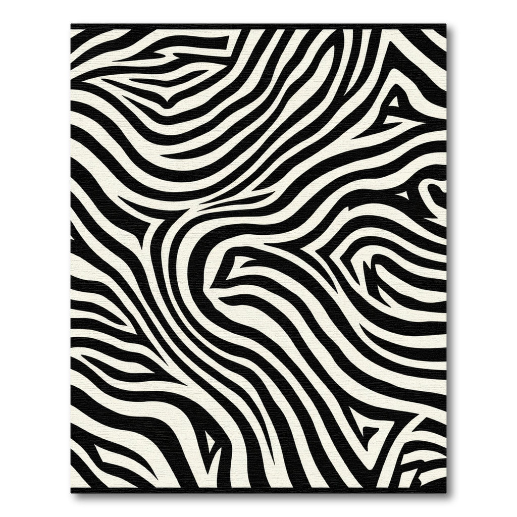 Striking Black White Wavy Lines Rug