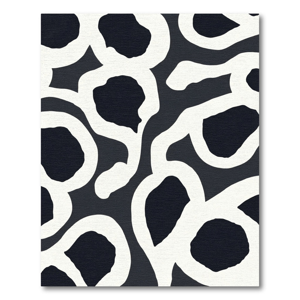 Bold Black White Abstract Loops Rug