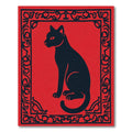 Bold Black Cat Red Border Rug