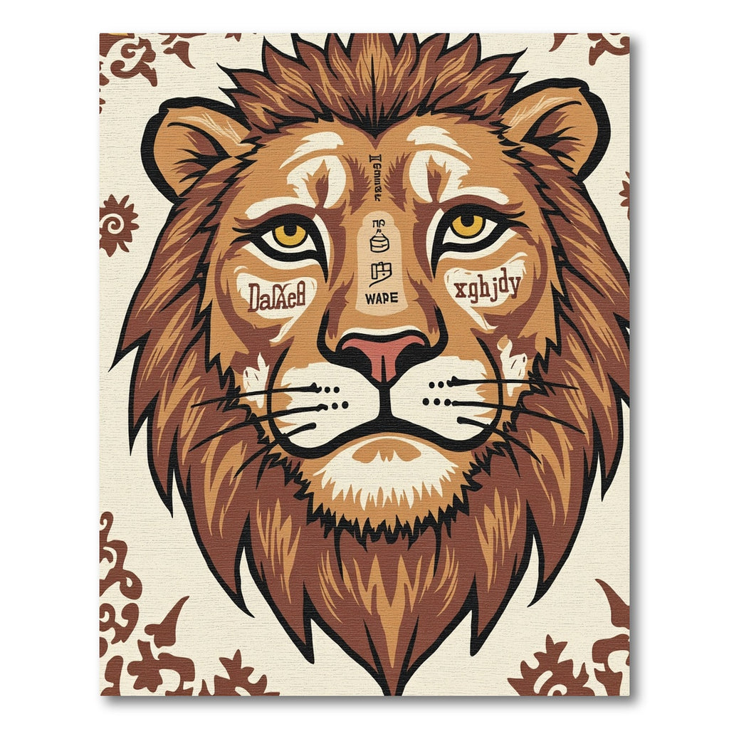 Majestic Lion Face Earth Tones Rug