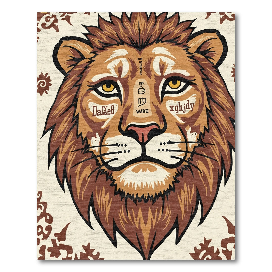 Majestic Lion Face Earth Tones Rug