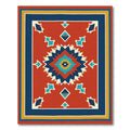 Red Geometric Sunburst Star Medallion Rug