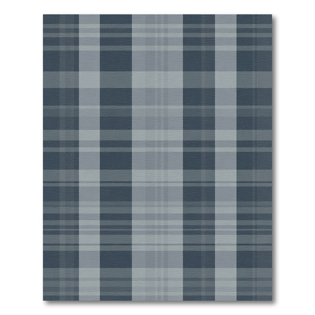 Classic Blue Gray Plaid Overlay Rug