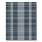 Classic Blue Gray Plaid Overlay Rug