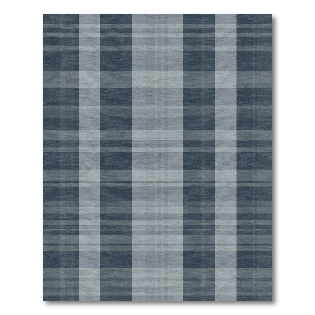 Classic Blue Gray Plaid Overlay Rug