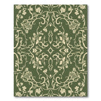 Olive Green Floral Vine Symmetry Rug