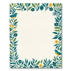 Teal Blue Floral Bird Garden Border Rug