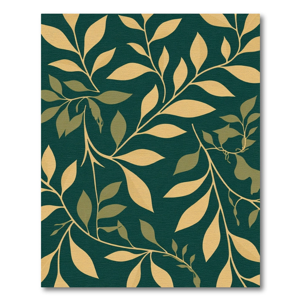 Emerald Green Golden Branch Foliage Rug
