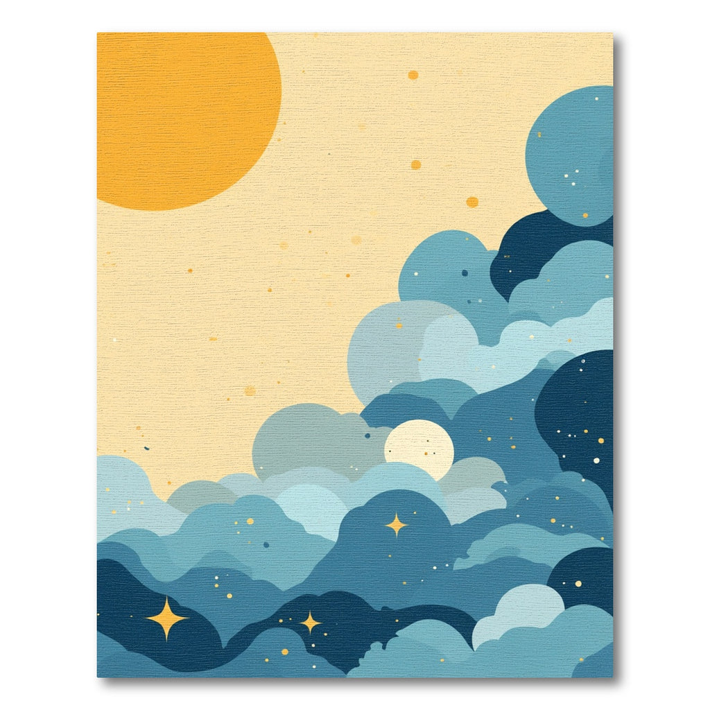 Dreamy Yellow Sky Ocean Swirls Rug