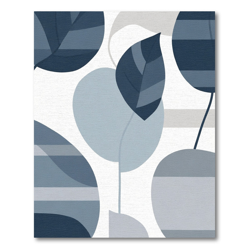 Cool Tones Abstract Leaf Stripes Rug