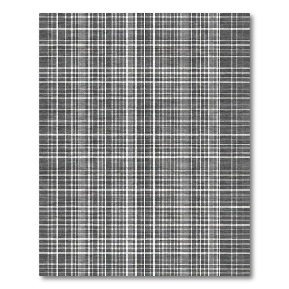 Classic Gray White Plaid Stripe Rug