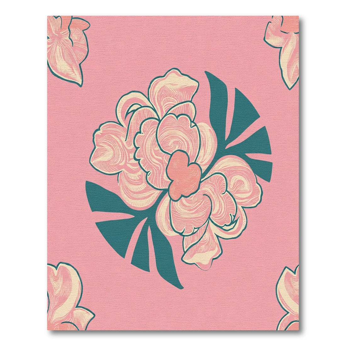 Blush Coral Petal Garden Arrangement Rug