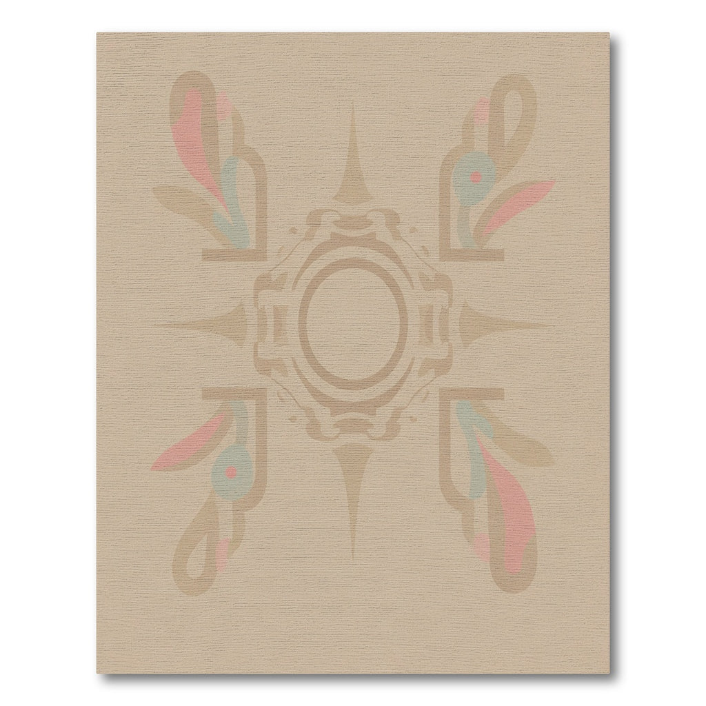 Retro Peach Abstract Swirl Medallion Rug