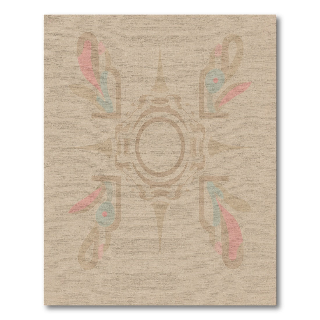 Retro Peach Abstract Swirl Medallion Rug