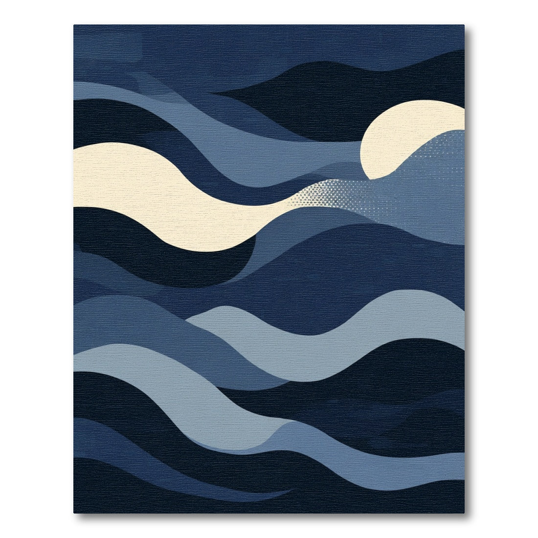 Deep Blue Abstract Wave Landscape Rug