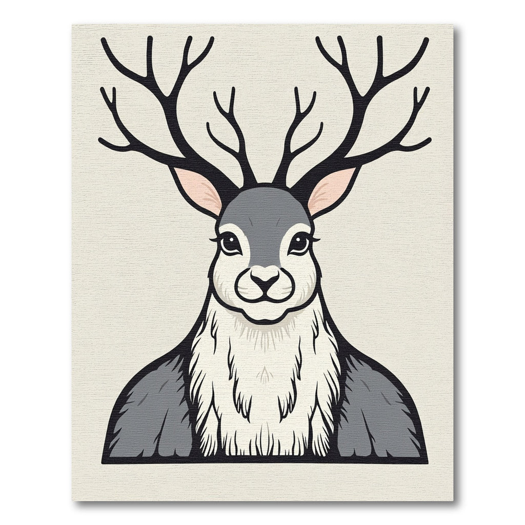 Majestic Antlered Creature Illustration Rug