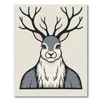 Majestic Antlered Creature Illustration Rug