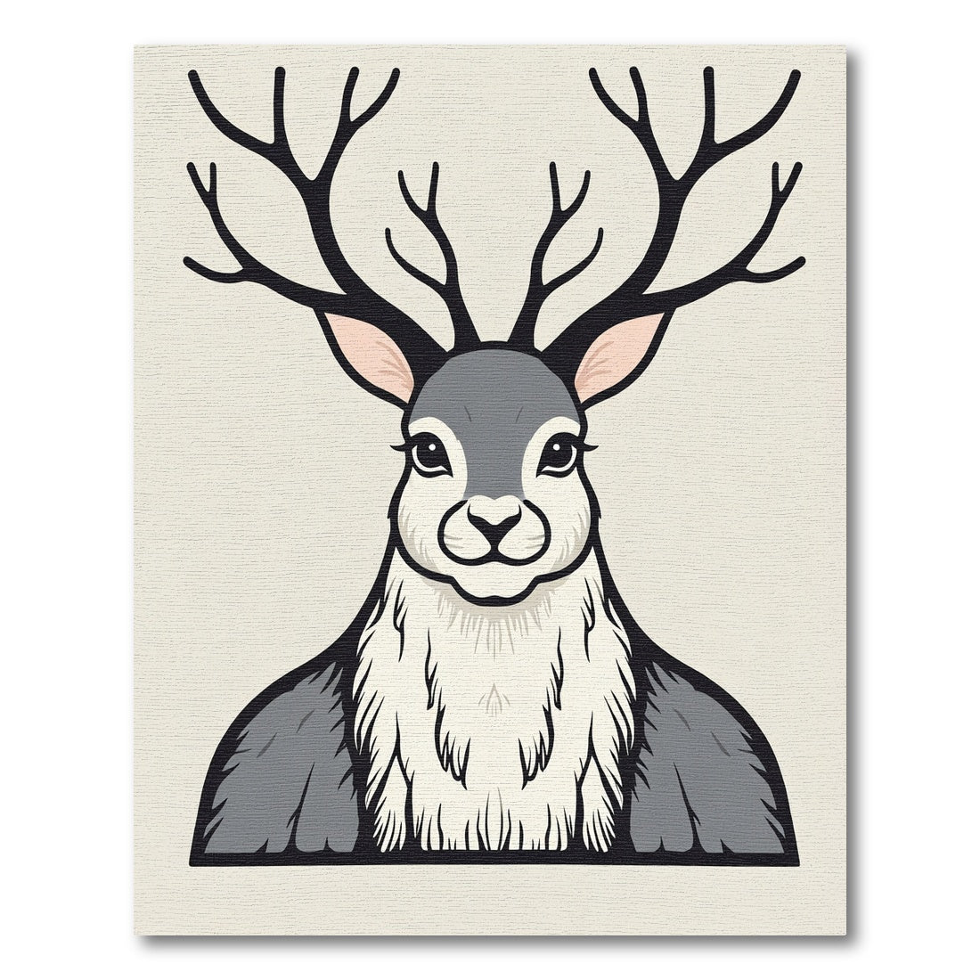Majestic Antlered Creature Illustration Rug