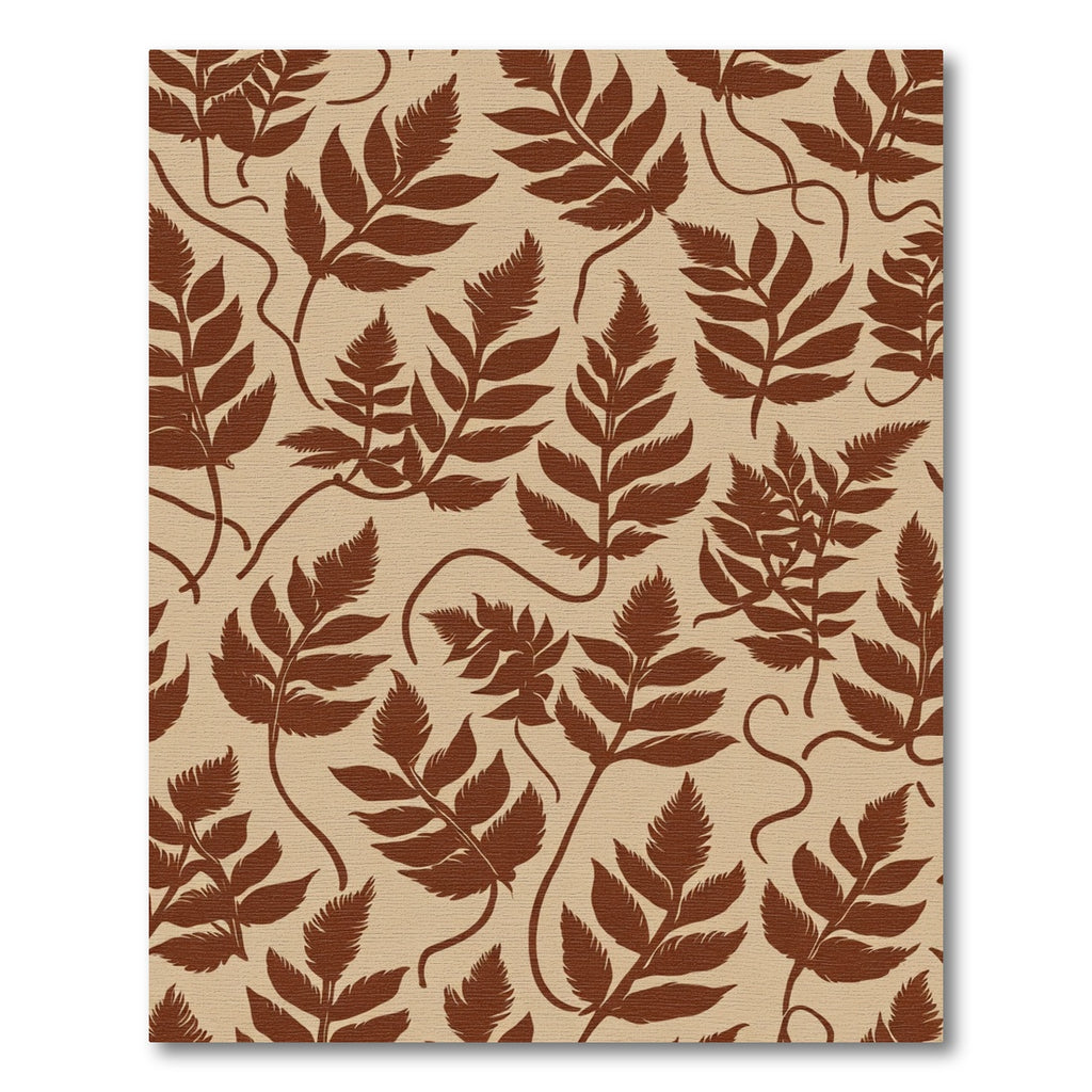 Brown Fern Leaf Botanical Arrangement Rug