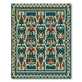 Deep Teal Brown Geometric Figural Rug
