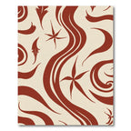 Crimson Floral Star Wave Rag Rug