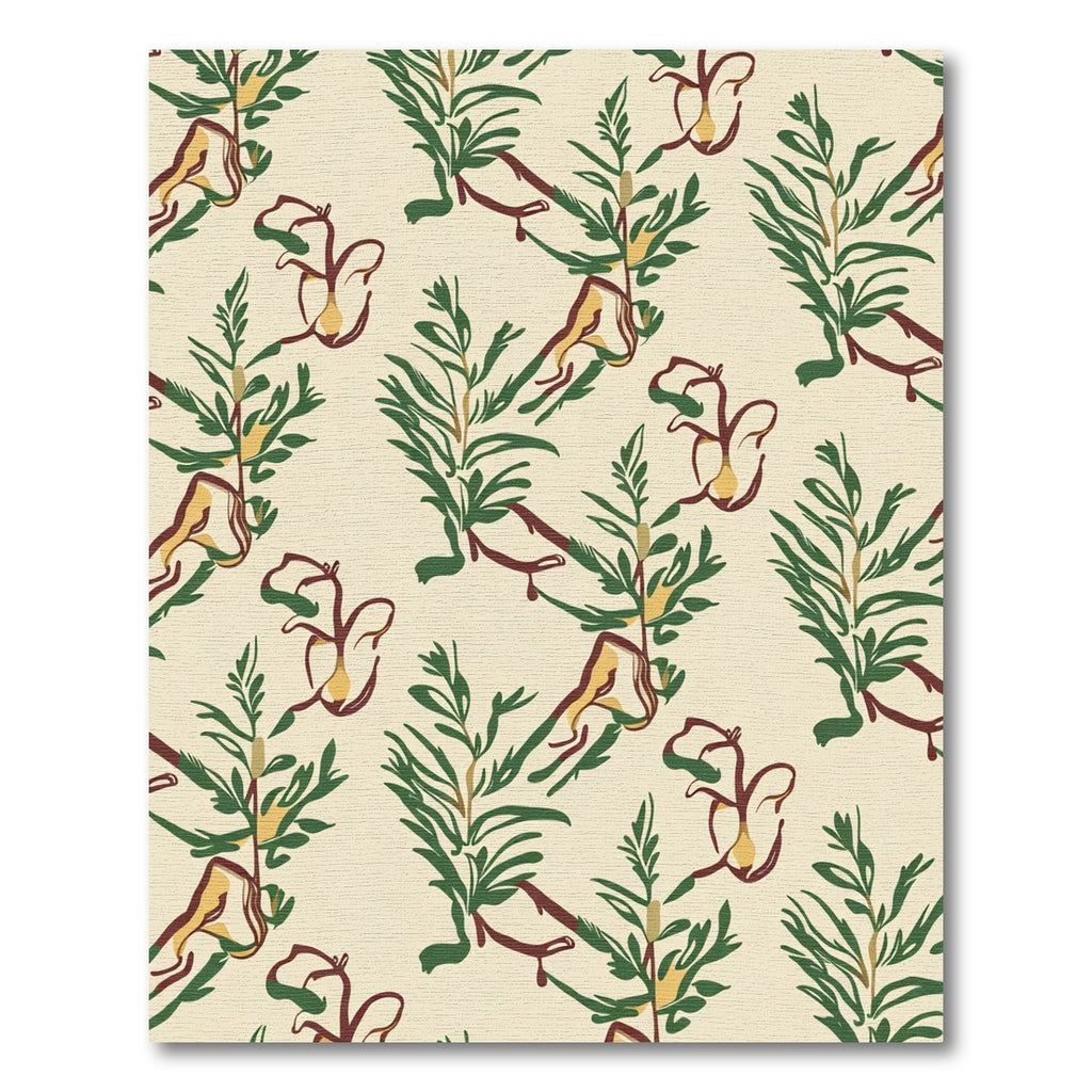 Earthy Cream Botanical Sketch Rug