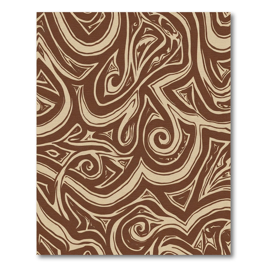 Brown Swirl Tribal Abstract Flow Rug