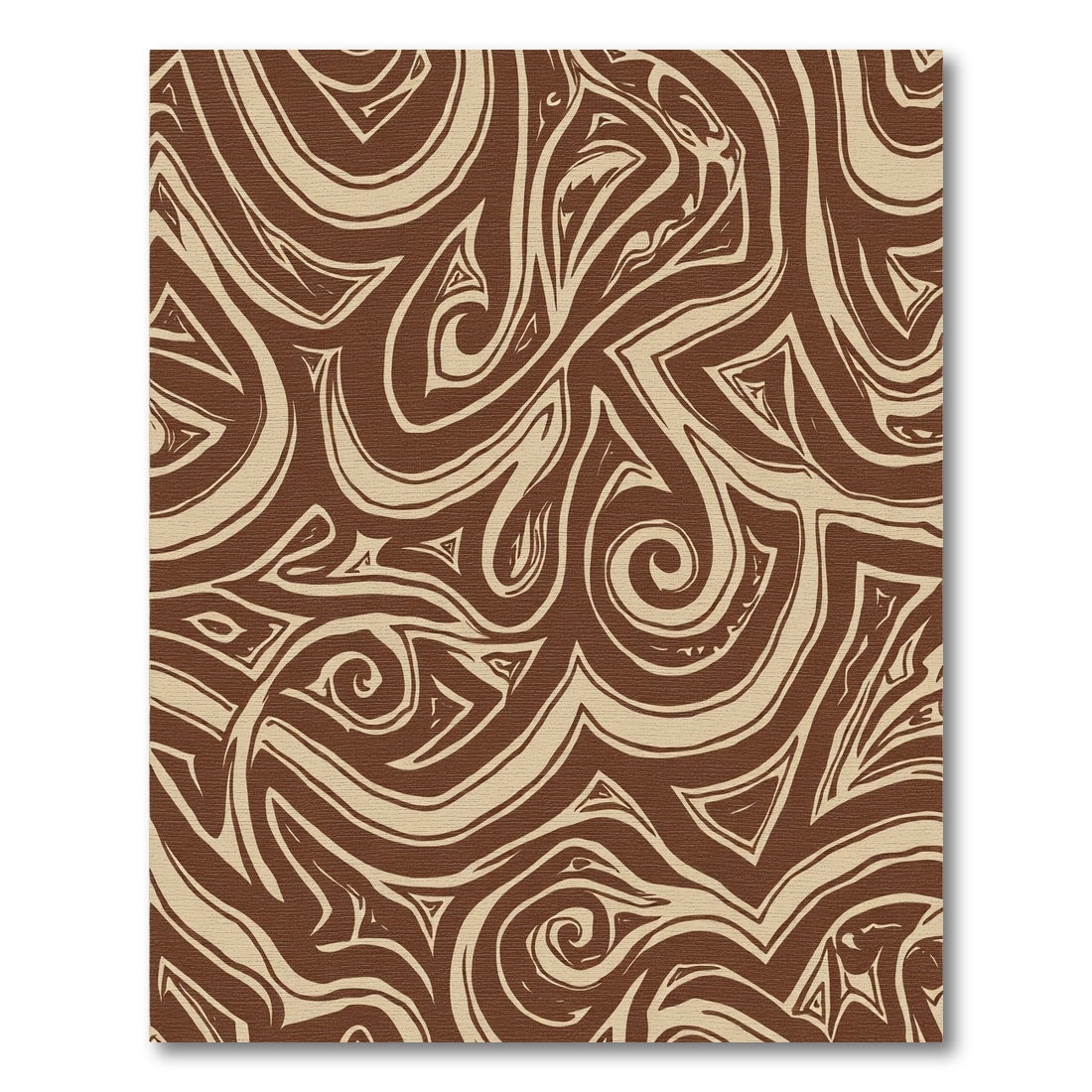 Brown Swirl Tribal Abstract Flow Rug
