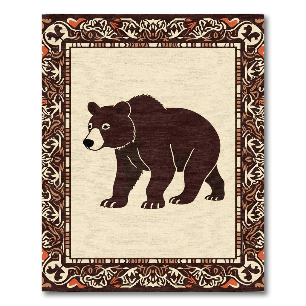 Brown Bear Woodland Border Rug