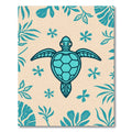 Turquoise Turtle Tropical Foliage Cream Rug