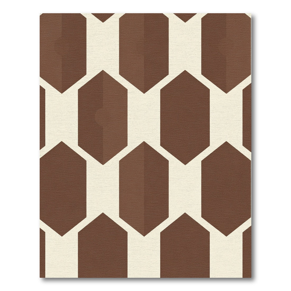 Brown Cream Hexagonal Art Rug