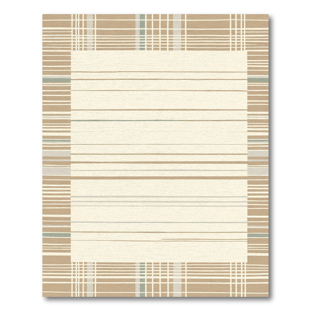 Neutral Tones Wide Striped Border Rug