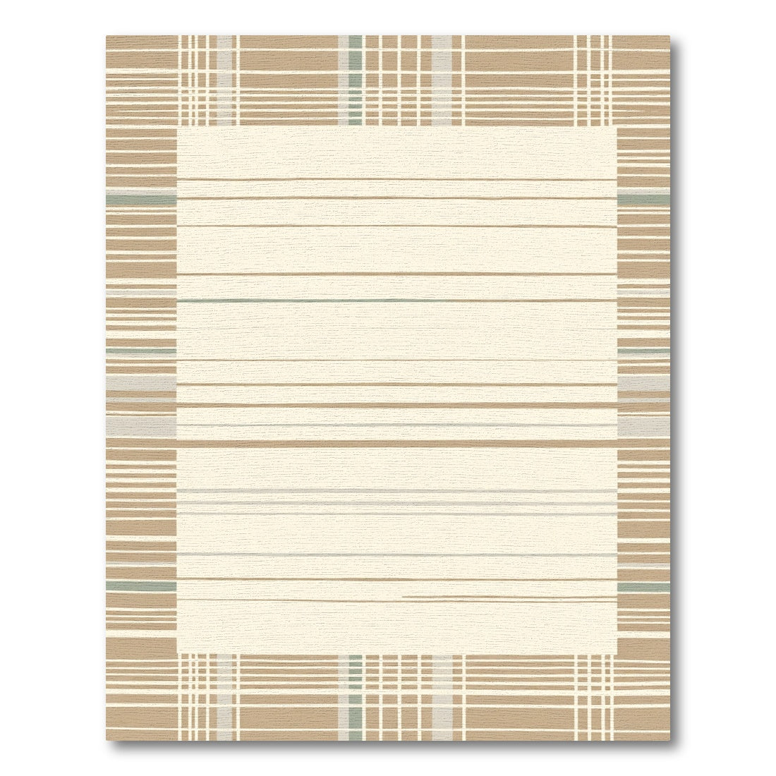 Neutral Tones Wide Striped Border Rug